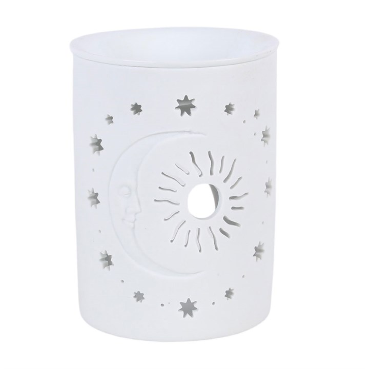 White Sun and Moon Cut Out Oil Burner and Wax Warmer