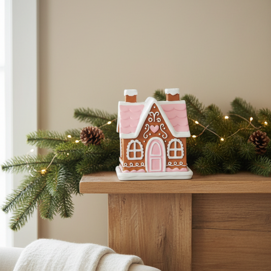 Pink Gingerbread House Incense Cone Burner | Sugarplum Bakery Christmas Home Décor