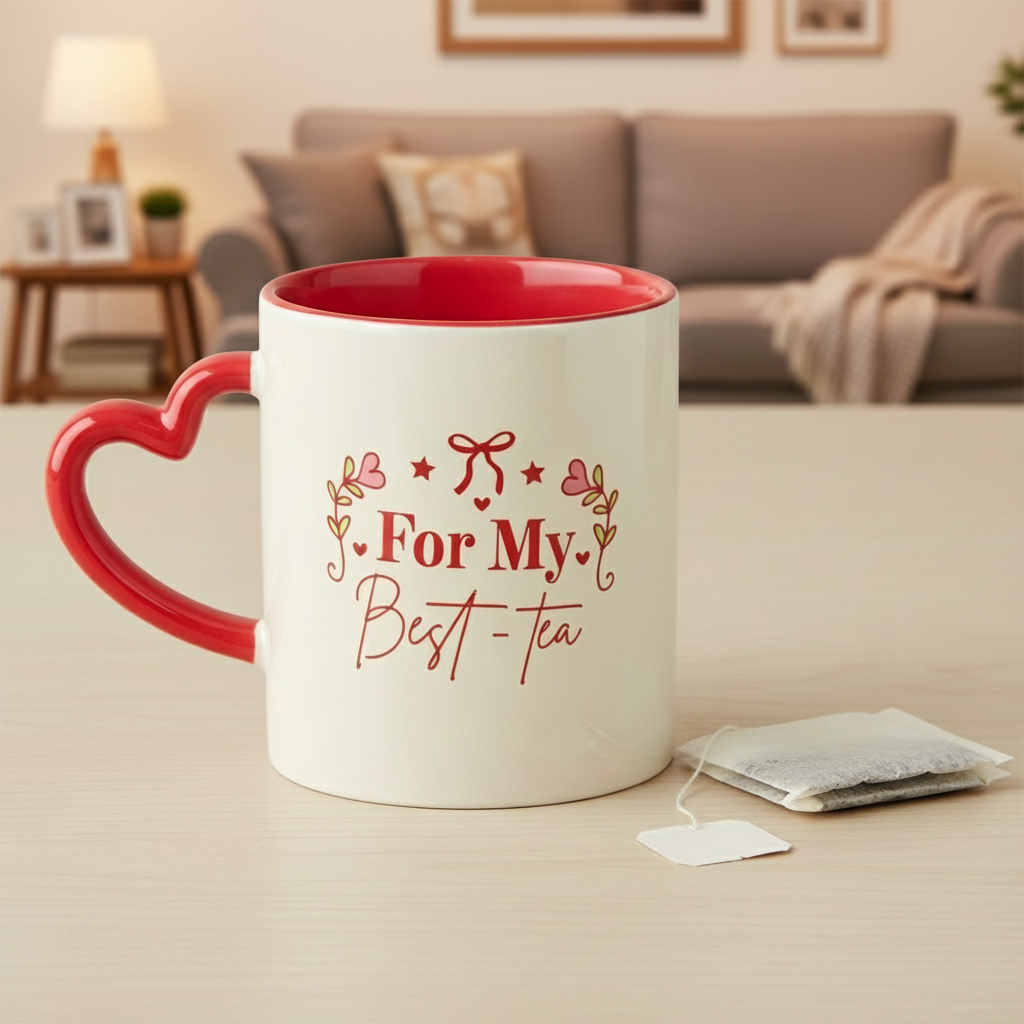 For My Best-Tea Mug with Heart Handle