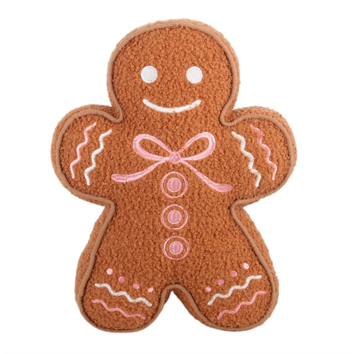 Sugarplum Bakery Gingerbread Man Bouclé Cushion | Festive Christmas Cushion