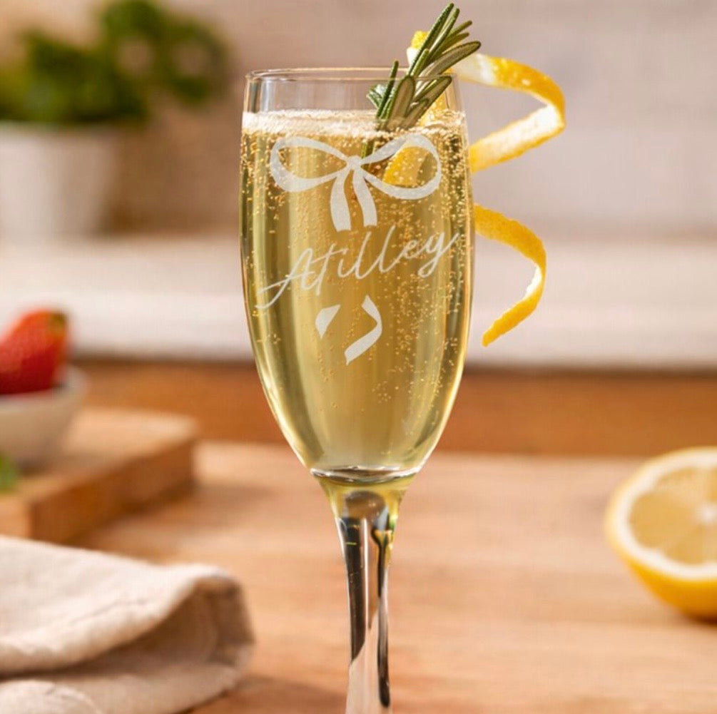 Personalised Bow Flute Glass
