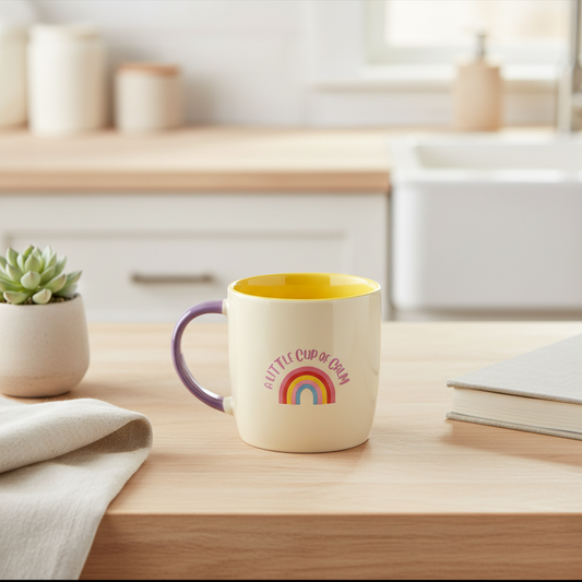 A Little Cup of Calm Mug | Rainbow Ceramic Mug | Mindfulness & Wellbeing Gift