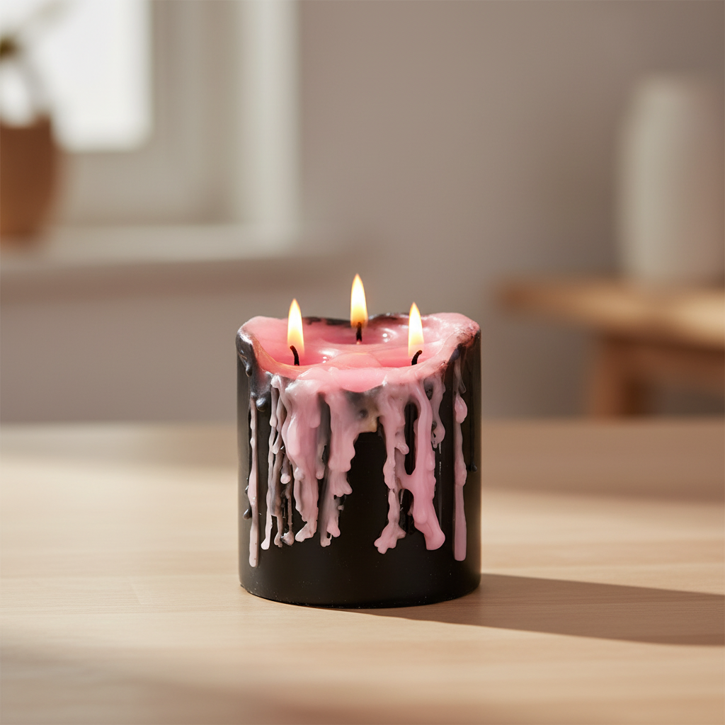 Small Pink Vampire Tears Pillar Candle