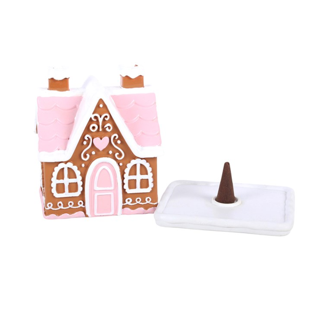 Pink Gingerbread House Incense Cone Burner
