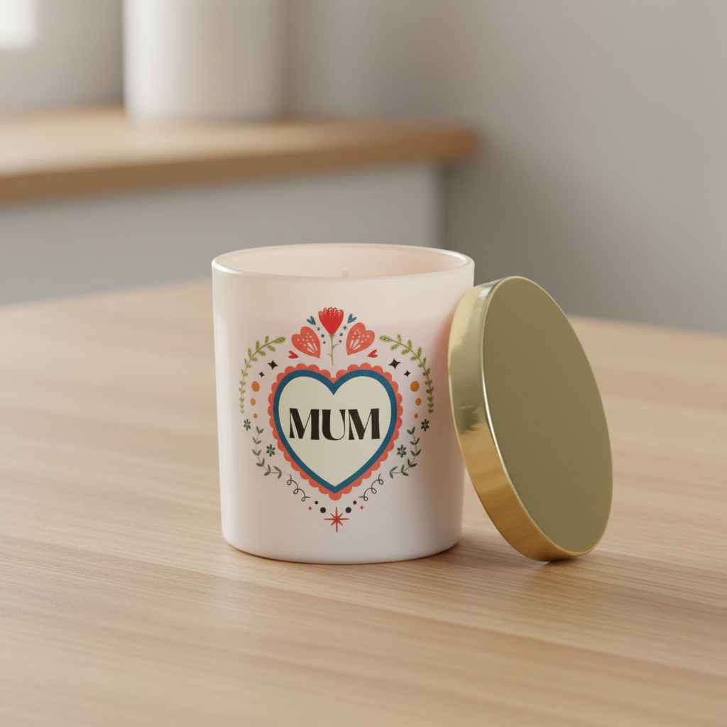 Mum Folk Heart French Tulip Candle
