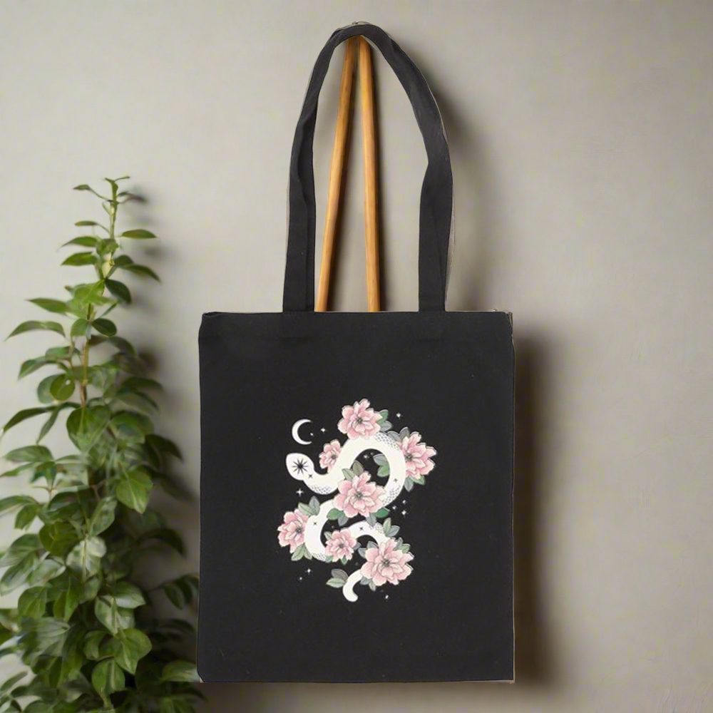 Floral Snake Polycotton Tote Bag