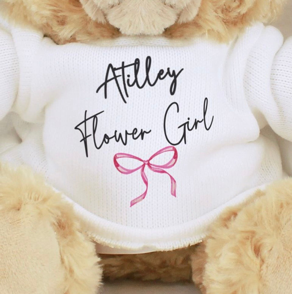 Personalised Bow Flower Girl Bear