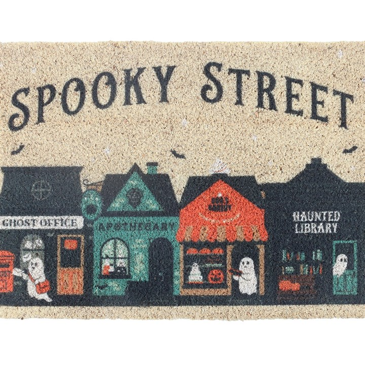 Natural Spooky Street Doormat | Halloween Coir Doormat & Haunted House Decor Gift