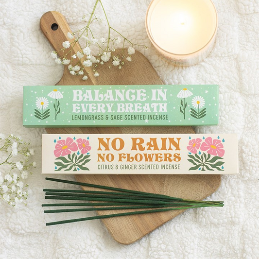 No Rain, No Flowers Incense Sticks Set | Lemongrass Sage & Citrus Ginger