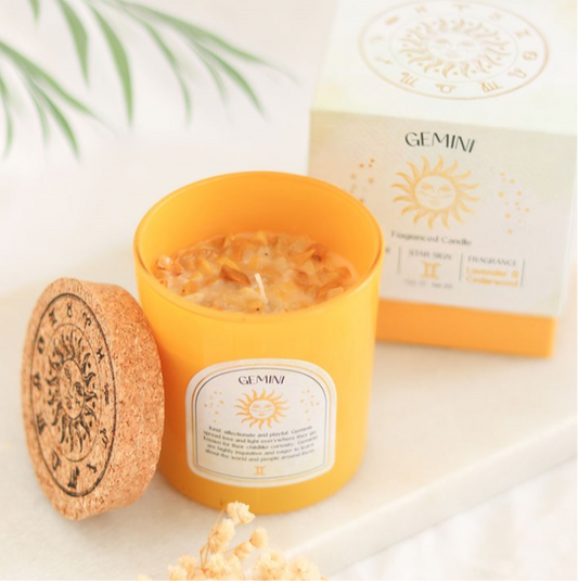 Gemini Lavender & Cedarwood Gemstone Zodiac Candle