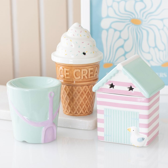 Pastel Bucket & Spade Oil Burner | Coastal Ceramic Home Fragrance | Seaside Gift