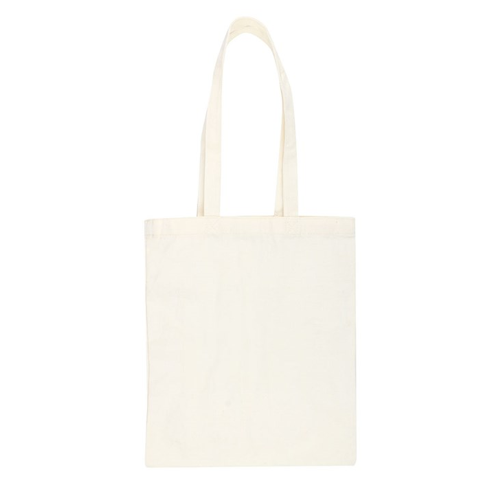 Plain white tote bag on a white background