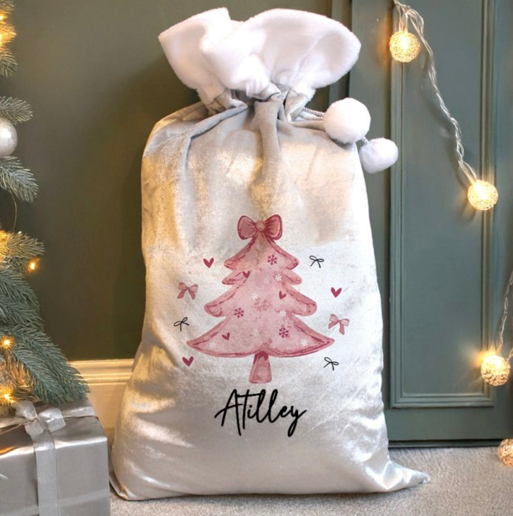 Personalised Pink Christmas Tree Sack