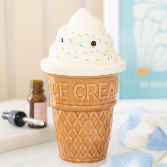 Ice Cream Cone Oil Burner | Novelty Seaside Ceramic Wax Warmer | Fun Summer Gift