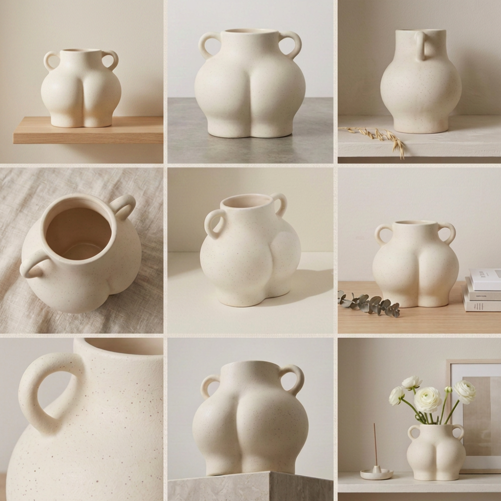 Cream Speckle Bum Plant Pot