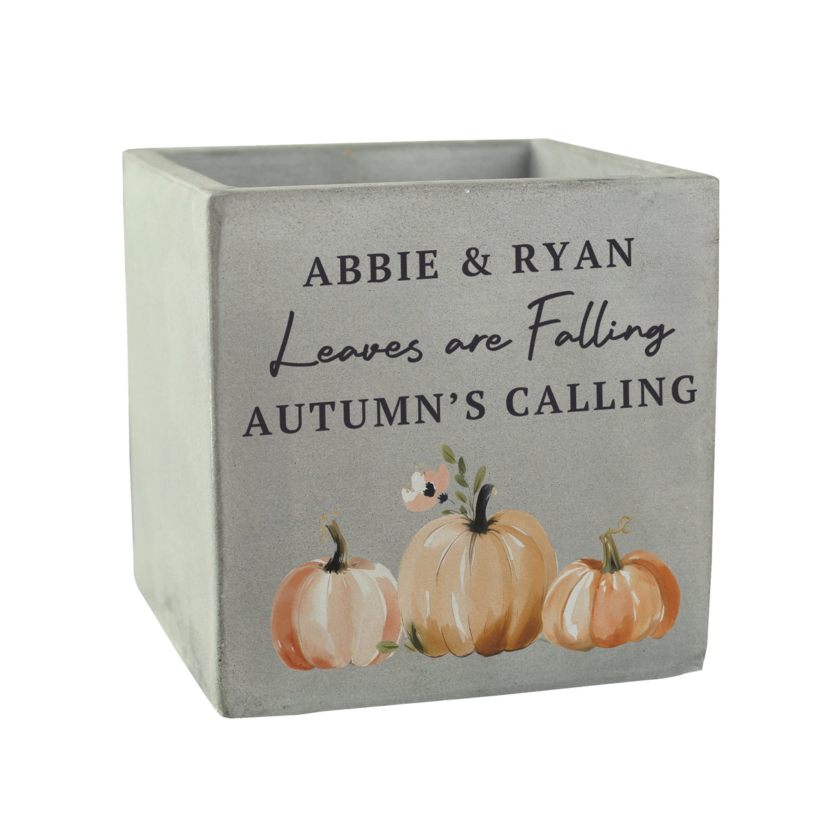 Personalised Pumpkin Concrete Plant Pot | Autumn Home Décor Gift