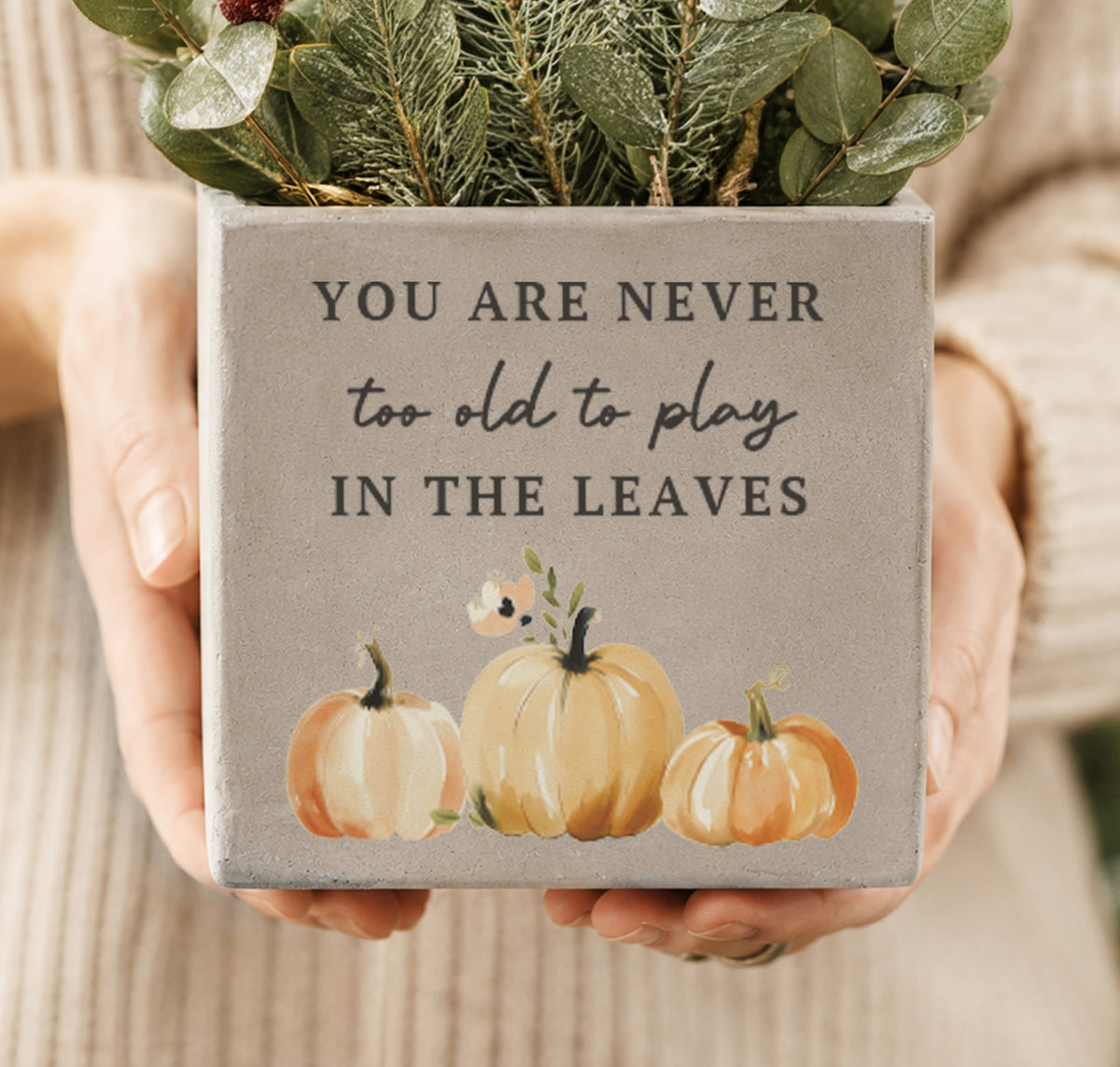 Personalised Pumpkin Concrete Plant Pot | Autumn Home Décor Gift
