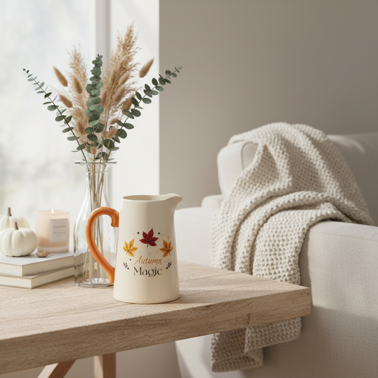 Autumn Magic Ceramic Flower Jug | Seasonal Ceramic Vase for Dried & Fresh Flowers | Autumn Home Décor Gift