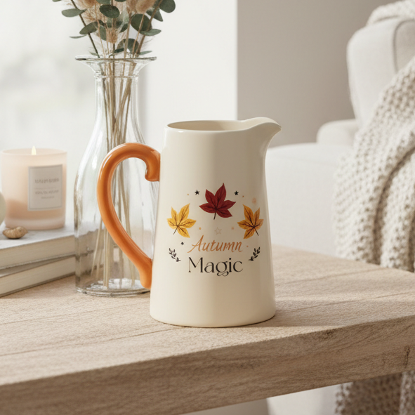 Autumn Magic Ceramic Flower Jug | Seasonal Ceramic Vase for Dried & Fresh Flowers | Autumn Home Décor Gift
