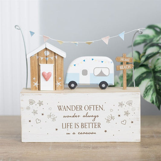 Wander Often Beach Hut & Caravan Wooden Ornament – For Lovers of the Open Road