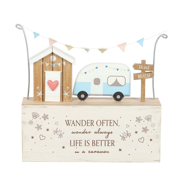 Wander Often Beach Hut & Caravan Wooden Ornament – For Lovers of the Open Road
