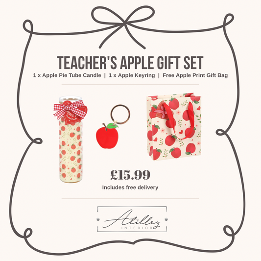Teacher's Apple Gift Set | Apple Pie Candle, Keyring & Gift Bag