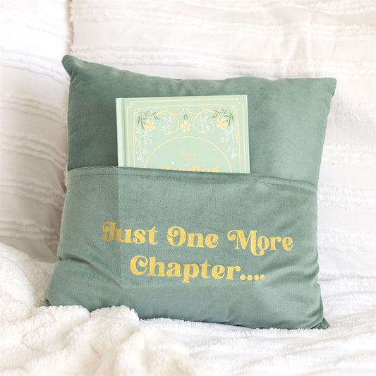 Just One More Chapter Cushion with Book Pocket by
