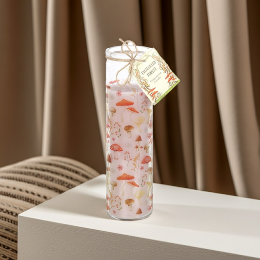 Mushroom Print Enchanted Forest Tube Candle
