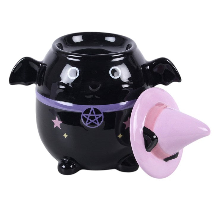 Pastel Bat Cat Oil Burner | Witchy Home Fragrance & Spooky-Cute Halloween Decor Gift
