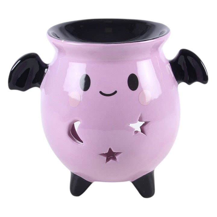 Pastel Bat Brew Cauldron Oil Burner | Witchy Home Fragrance & Spooky-Cute Decor Gift