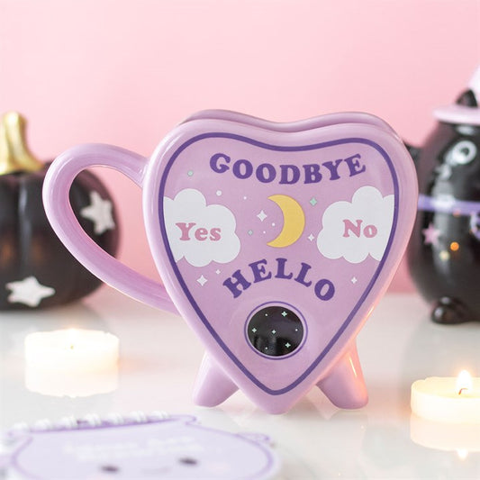 Pastel Planchette Shaped Ceramic Mug | Spooky-Cute Celestial Drinkware