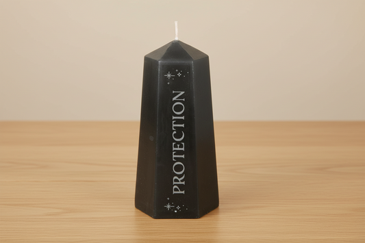 Protection Crystal Candle with Rough Black Obsidian