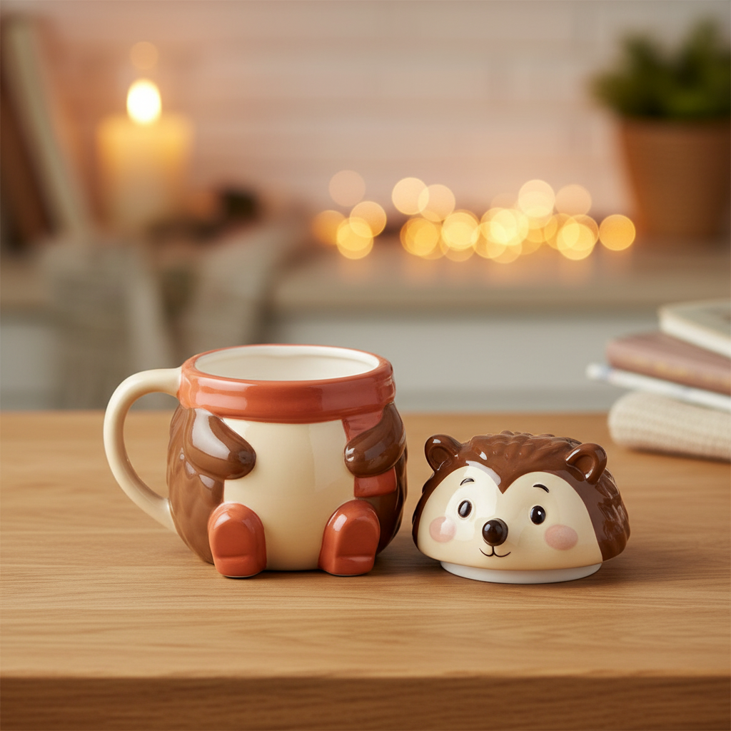 Hazel Hedgehog Lidded Mug | Woodland Ceramic Mug with Lid | Cottagecore Gift
