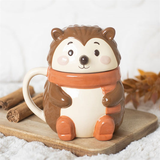 Hazel Hedgehog Lidded Mug | Woodland Ceramic Mug with Lid | Cottagecore Gift