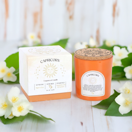 Capricorn Sandalwood & Jasmine Gemstone Zodiac Candle