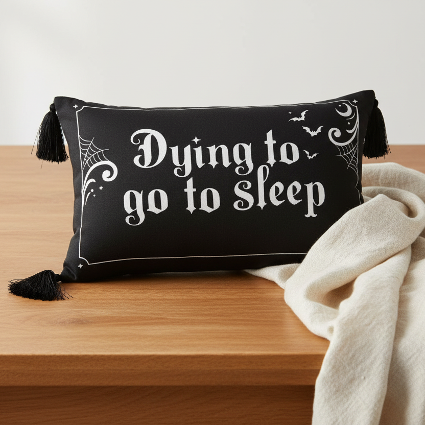 Dying to Go to Sleep Satin Cushion