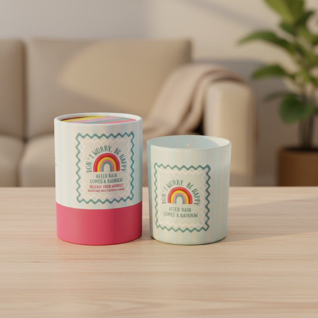 Don't Worry Be Happy Raspberry Milk Scented Candle