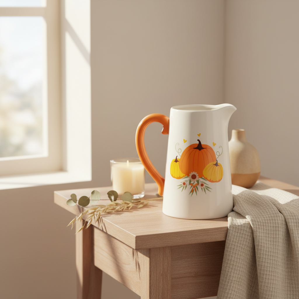 Autumn Pumpkin Ceramic Flower Jug | Seasonal Home Decor & Autumnal Gift