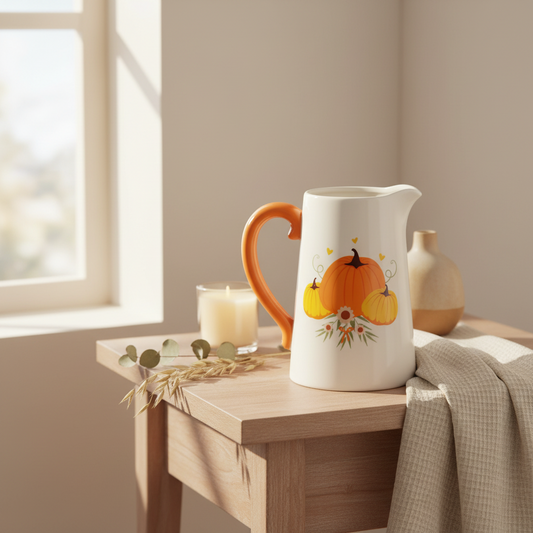 Autumn Pumpkin Ceramic Flower Jug | Seasonal Home Decor & Autumnal Gift