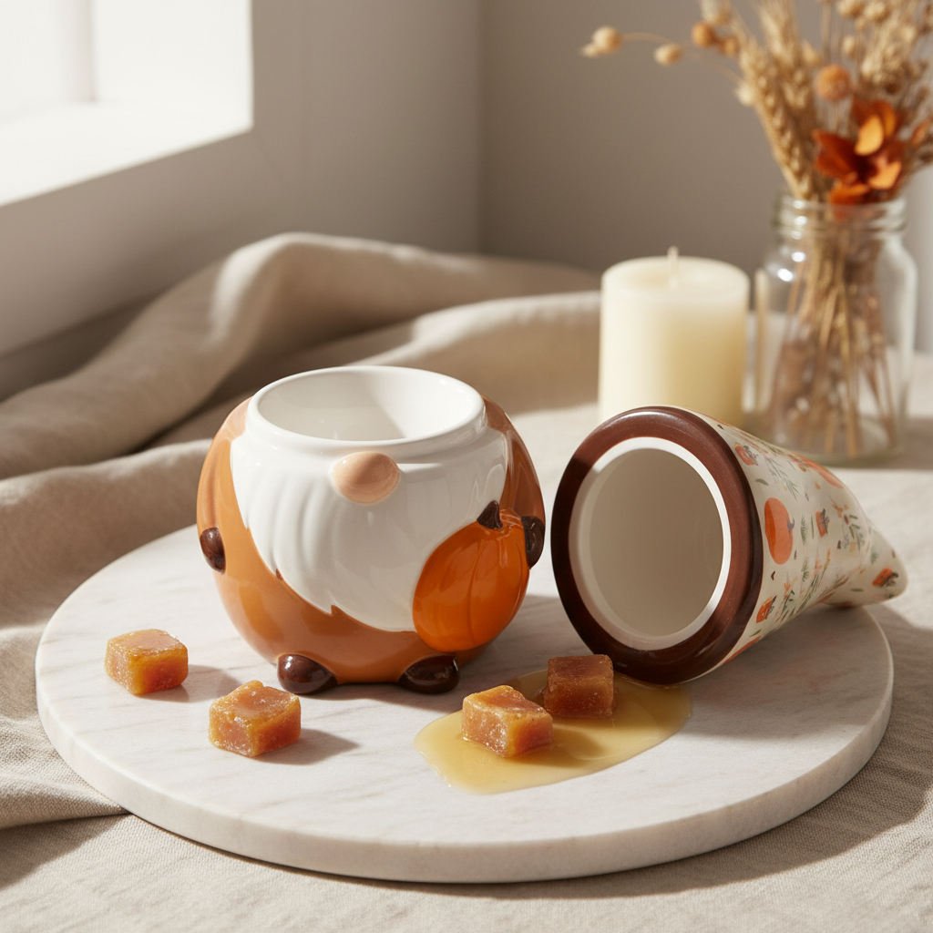 Autumn Days Gonk Oil Burner | Pumpkin Hat Ceramic Wax Warmer | Cosy Autumn Home Décor Gift
