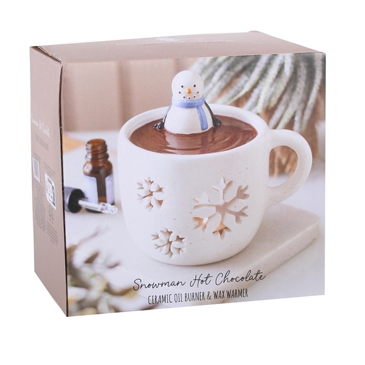 Snowman Hot Chocolate Ceramic Oil Burner & Wax Warmer | Christmas Home Fragrance