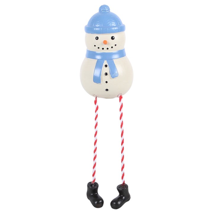 Winter Snowman Shelf Sitter Ornament | Festive Dangling Leg Snowman Decoration | Christmas Home Décor Gift