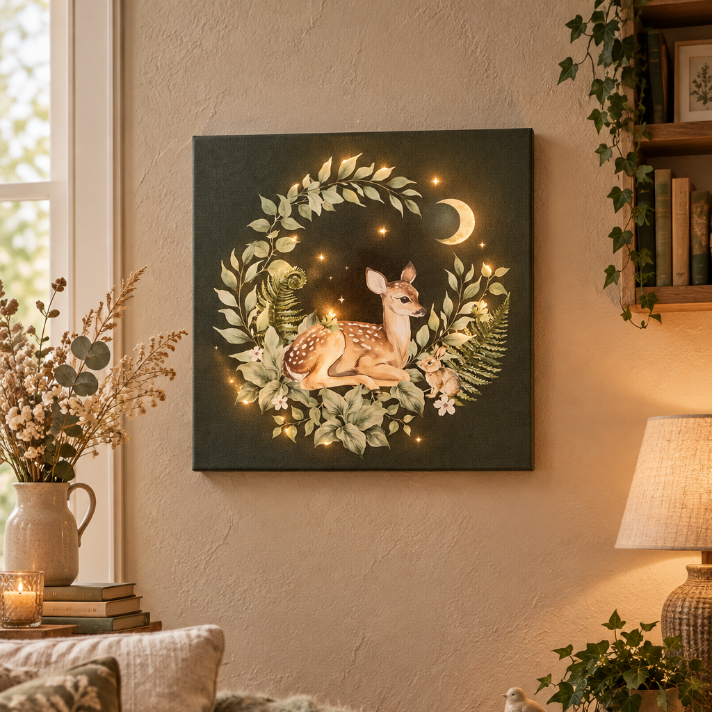 Fawn Light Up Canvas Plaque
