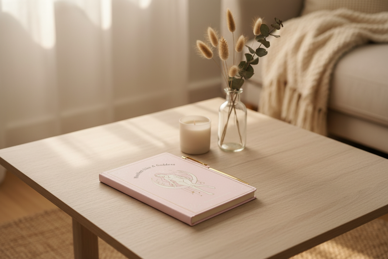 Goddess Energy A5 Manifestation Journal and Rose Quartz Crystal Pen