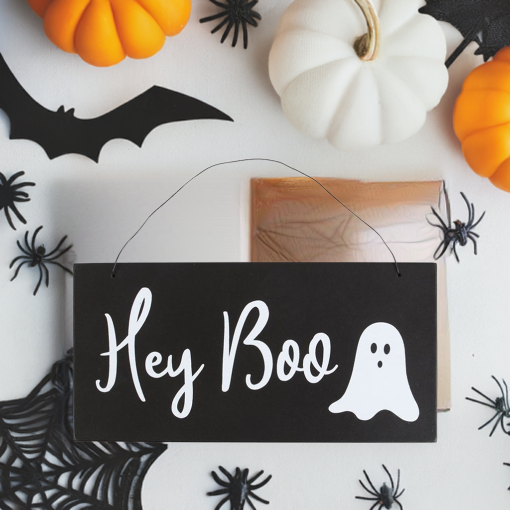 Hey Boo Hanging Sign