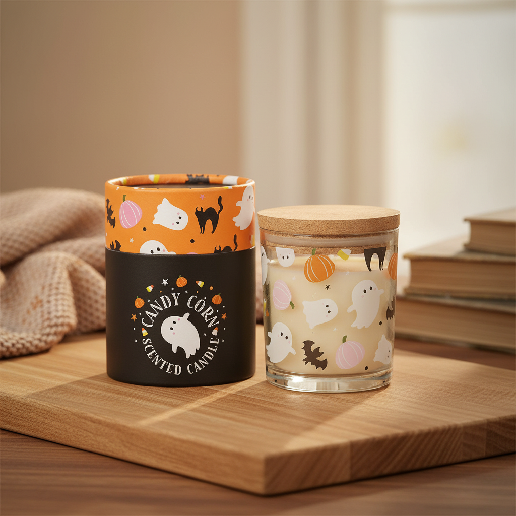 Sweet and Spooky Candy Corn Candle