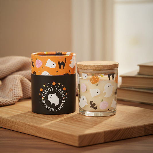 Sweet and Spooky Candy Corn Candle