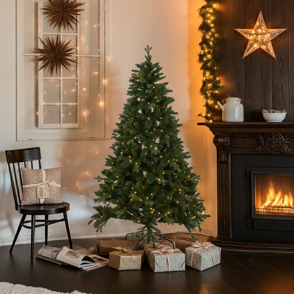 Green Forest Fir Pre-Lit 400L LED Christmas Tree – 7ft