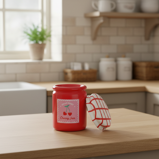 Cherry Jam Jar Oil Burner & Wax Warmer | Ceramic Home Fragrance