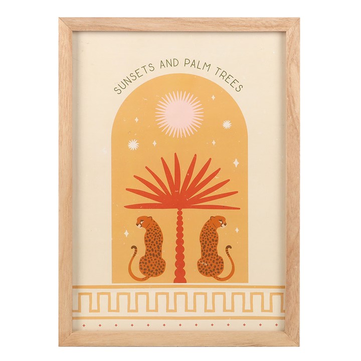 Leopard Palm Framed Wall Art | Mediterranean Coastal Décor Print